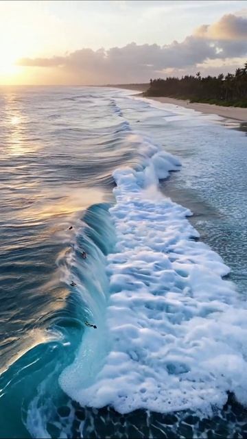 Сёрфинг на закате: волны и экстрим #сёрфинг #океан #приключения