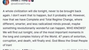 ‼️🇺🇸🇮🇷 "Сегодня ночью погибнет целая цивилизация", — Трамп угрожает Ирану

➖"Сегодня ночью погиб