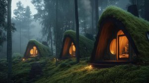Forest Lodge： Cozy SciFi Ambient Music🎧✨Forest ASMR sounds & White Noise for Deep Relaxation-(1080p