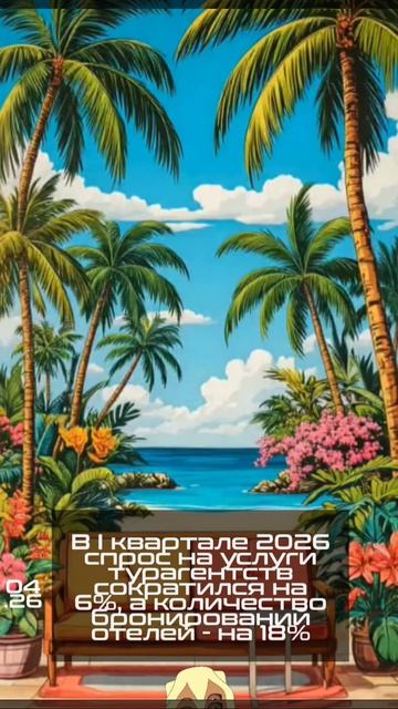 В I квартале 2026 спрос на услуги турагентств сократился на 6%, а количество бронирований отелей - н