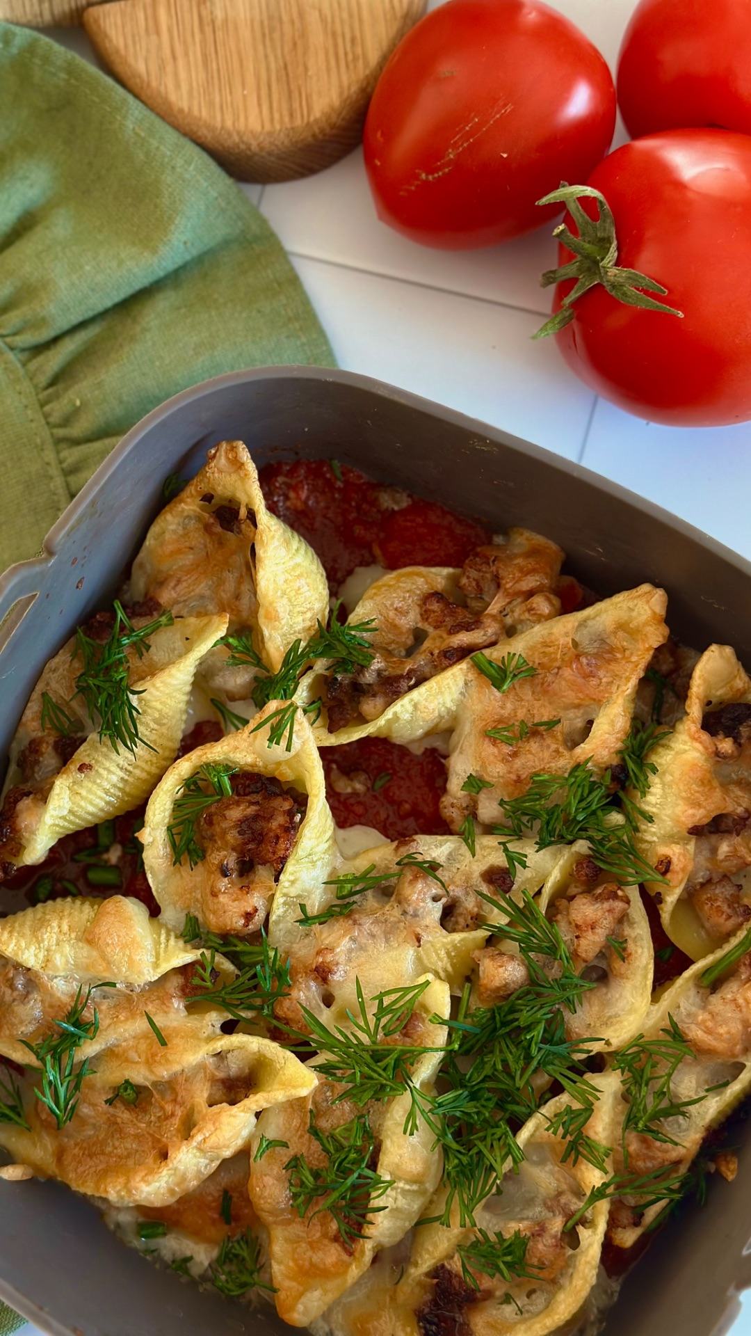 🐚 Фаршированные макароны-ракушки в томатном соусе