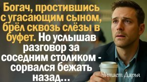 Истории из жизни. Слушать истории. Богач, простившись с угасающим сыном, брёл сквозь слёзы в буфет.