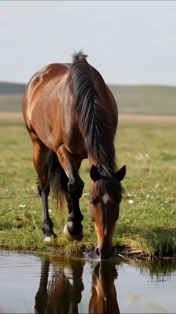 Красивая лошадь у воды #лошади #природа #животные