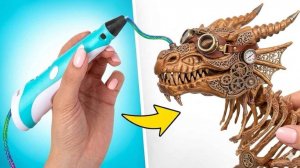 Как сделать скелет Т-рекса с помощью 3D-ручки 🦖✨ крутой DIY