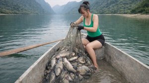 Девушка показала секрет, как ловить много рыбы