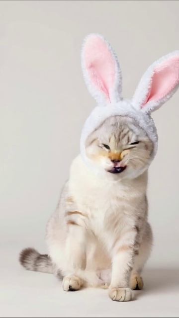 Кот в костюме кролика: милота на максимуме! #кот #кролик #милота