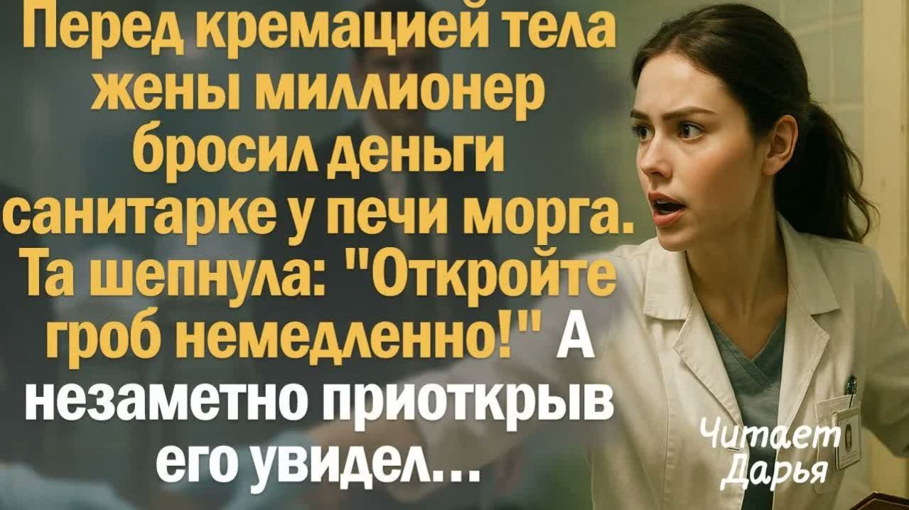 Истории из жизни. Слушать истории. Перед кремацией тела жены миллионер бросил деньги санитарке у