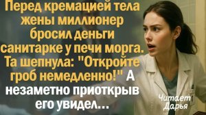 Истории из жизни. Слушать истории. Перед кремацией тела жены миллионер бросил деньги санитарке у