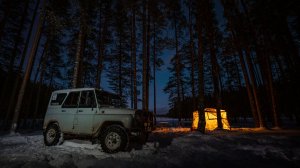 Зимняя рыбалка с ночевкой | Пробиваемся сквозь снежные переметы на УАЗе | Тестируем новую палатку