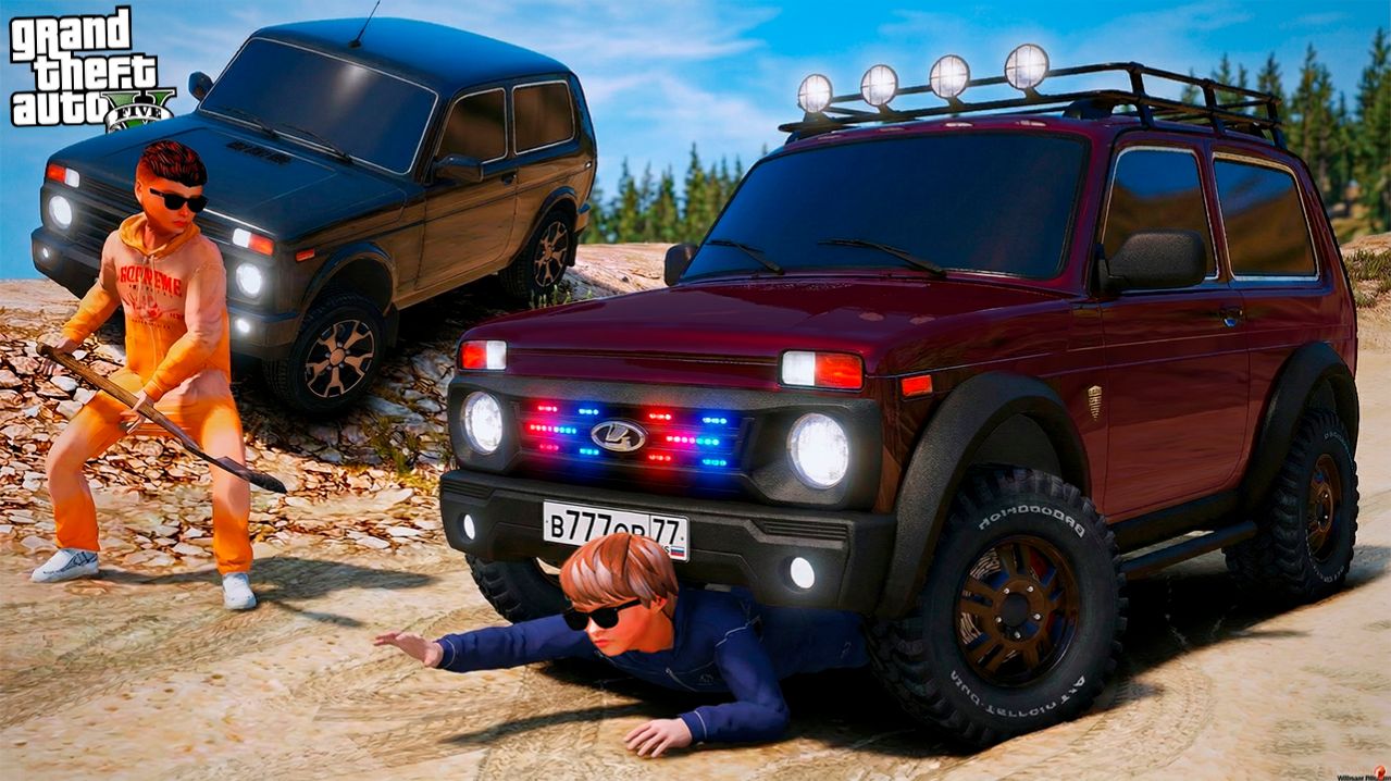 ВИТЯ ОПЕР ПРОВЕРЯЕТ МОЮ НИВУ БРОНТО ПО БЕЗДОРОЖЬЮ! ПЕРЕВЕРНУЛИСЬ НА НИВЕ! ШКОЛЬНЫЕ БУДНИ ГТА 5