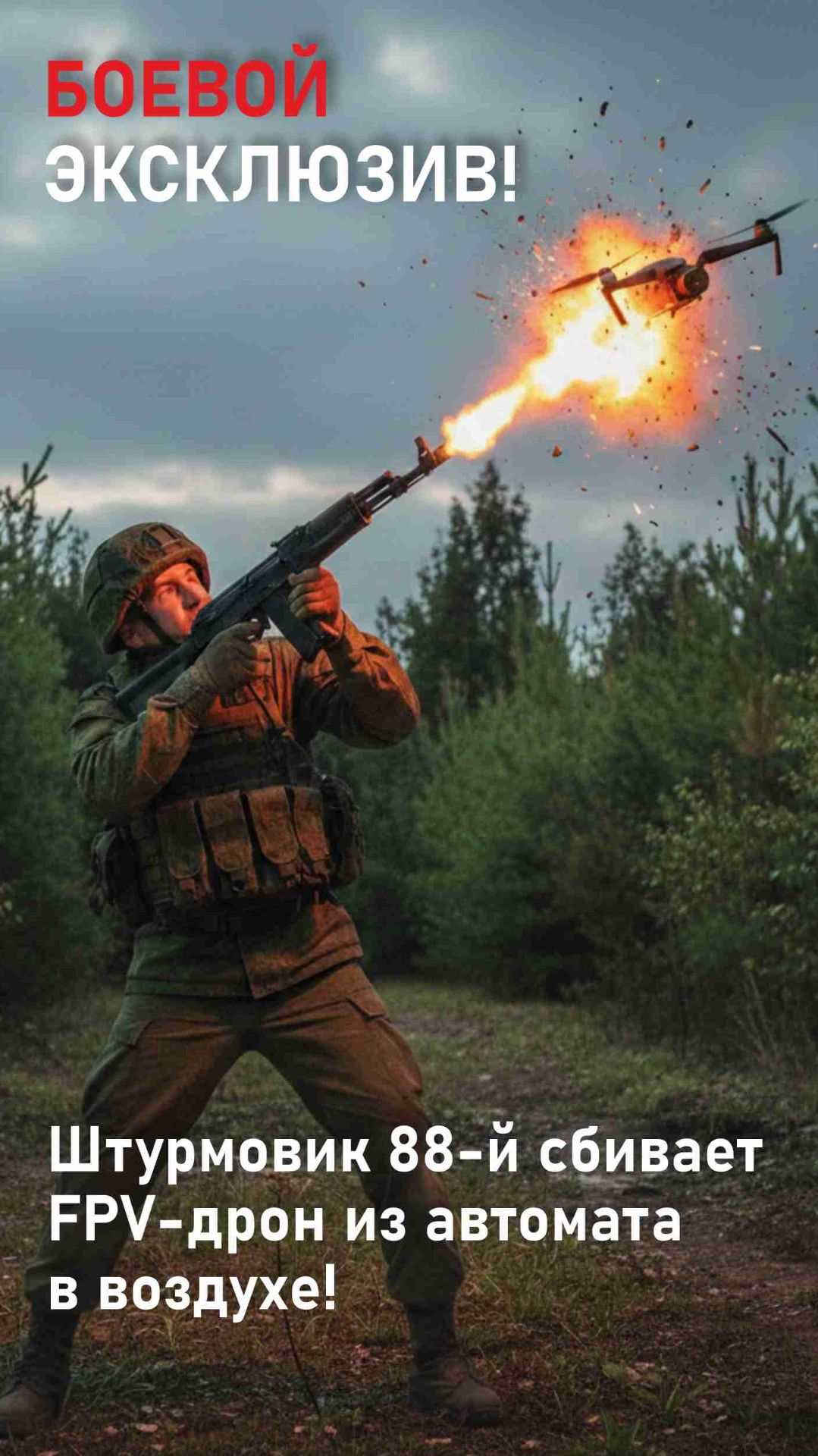 Штурмовик сбивает ударный дрон в полете