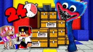 24 ЧАСА Выживание с ХАГГИ ВАГГИ Poppy Playtime в МАЙНКРАФТ ! ДЕВУШКА ВИДЕО ТРОЛЛИНГ MINECRAFT