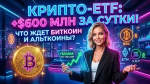 Крипто‑ETF привлекли $600 млн за сутки: как это повлияет на курс биткоина и альткоинов?