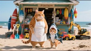 РЫЖИЙ КОТЕНОК УЧИТСЯ ЗДОРОВЫМ ПРИВЫЧКАМ | Наградная поездка мамы-кошки на пляж 🐾🌊