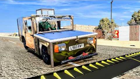 BeamNG Drive - Массивная авария с использованием шипованной ленты и столкновения автомобилей