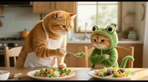 Рыжий котенок учится у мамы-кошки | Трогательная кошачья история