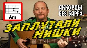 ЗАПЛУТАЛИ МИШКИ - ПРОСТАЯ ПЕСНЯ НА ГИТАРЕ (АККОРДЫ БЕЗ БАРРЭ, БОЙ И ТЕКСТ) КАК ИГРАТЬ (ВИДЕОРАЗБОР)
