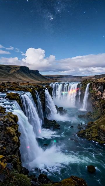 Водопады под звездным небом #природа #водопады #пейзажи