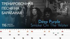 Deep Purple - Smoke on the Water / 116 bpm / Тренировочная песня для барабанов