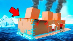 Влад а4 . Гигантская КАРТОННАЯ ЛОДКА Челлендж ! Видео Влада Бумага а4