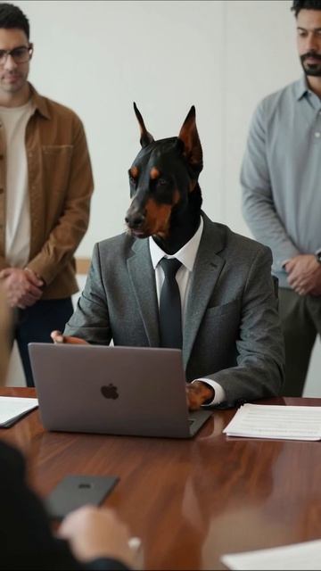 Собака в костюме на совещании: необычные минуты бизнеса #собака #бизнес #юмор