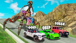 ПРОТОТИП ПОППИ ПЛЕЙТАЙМ 5 ПРОТИВ МАШИН! ВЫЖИВАНИЕ НА СПУСКЕ СМЕРТИ В BeamNG.drive