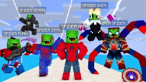 Майки и Джей Джей переоделись в костюмы Человека-паука - 2099 ⧸ Веном ⧸ Гвен. Майнкрафт Мультик