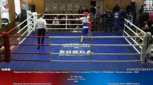 102 46 кг Симашев Артем Колпинская перчатка Евтушенко Илья СШОР Комета