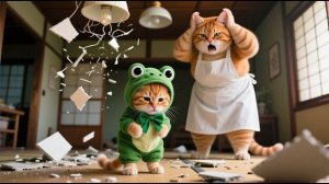 Рыжий котенок борется с тараканом и все ломает 😂 | Забавная история Мамы-Кошки