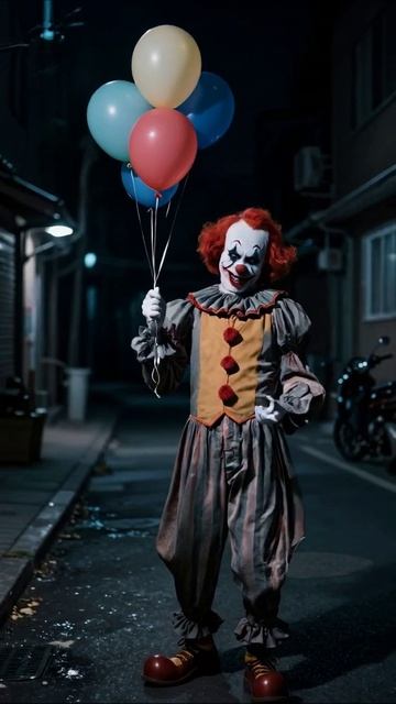 Страшный клоун в темном переулке #клоун #ужасы #атмосфера