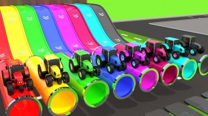 Изучение цветов с помощью детских игрушек - тракторов, уличных машинок, монстр-траков, мячей для игр