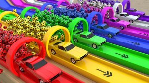 Видео для детей, учимся с помощью машинок - Цветные трассы для уличных транспортных средств-монстров