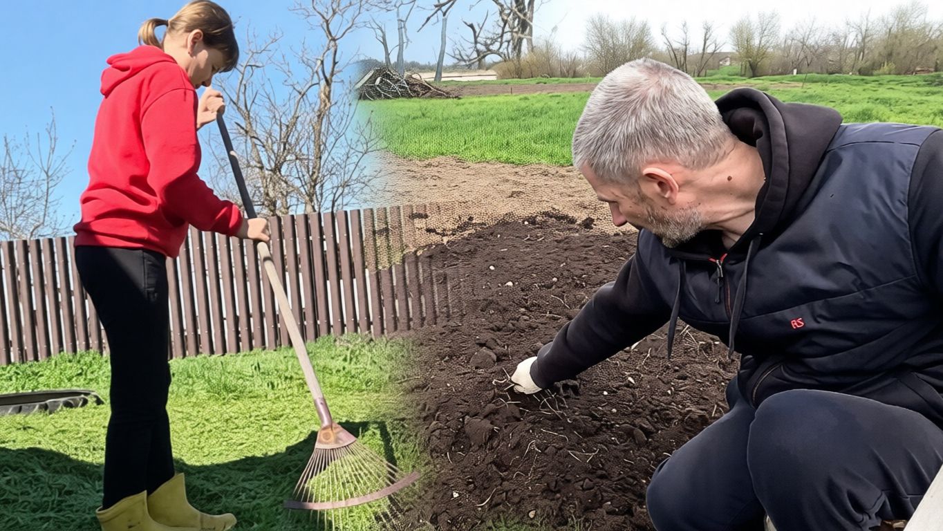 Весенний марафон грабли и лопата в действии