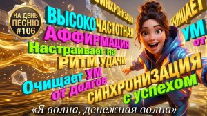 НА ДЕНЬ ПЕСНЮ #106 | ВЫСОКОЧАСТОТНАЯ ПЕСНЯ-АФФИРМАЦИЯ ДЕНЬГИ | "Я волна, денежная волна"