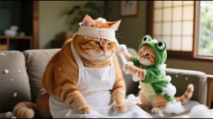 Мама-кошка в шоке, когда Джинджер строит гигантский пруд с карпами 🐟😳 / Забавная кошачья семейка