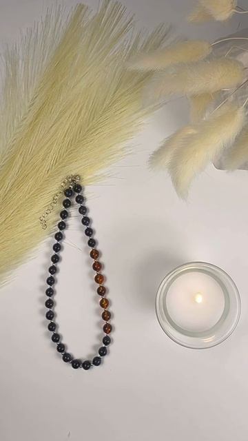 Украшение из авантюрина и янтаря #бусы #ожерелье #