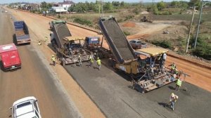 Modern Road Construction Process Asphalt Paving Team Amazing Road Construction Big Machines Working