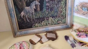 3. К Пасхе 11.04.26г. Вышитые крестиком пинкипы и подушечка на пасхальную тему