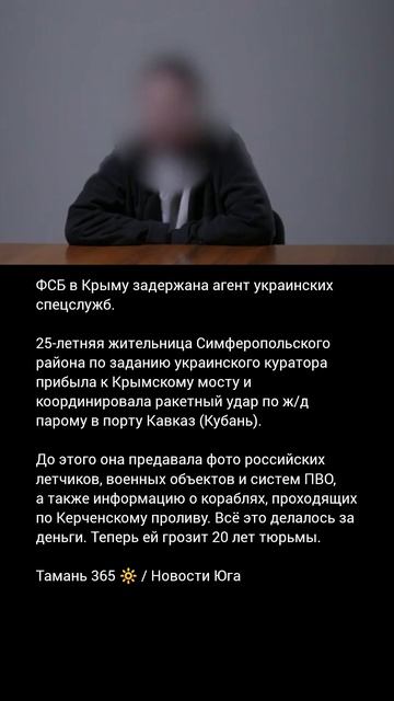 ФСБ в Крыму задержана агент украинских спецслужб, коодинировавшая ракетный удар по порту Кавказ