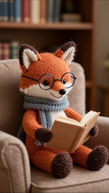 Вязаная лиса за книгой: уют и мудрость #вязаныеигрушки #медитация #уютныйдом