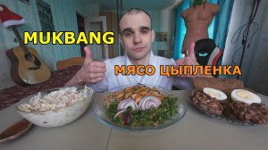 МУКБАНГ МЯСО ЦЫПЛЕНКА / ГРЕЧКА / САЛАТ / ПЕЧЕНЬЕ ШОКОЛАДНОЕ / ЕДА / ВКУСНО