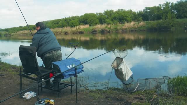 рыба рвет поводки.Рыбалка на реке на фидер