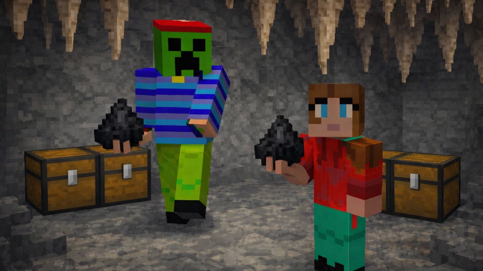 Юра и мама пополнили запасы угля и нашли сундуки в пещере. Выживание в новом мире. Часть 16