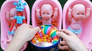 2 Minutes ASMR with Full of 3 BathTubs Candy with Paw Patrol Magic Slime Cutting Video