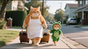 Отпуск мечты мамы-кошки и рыжего котенка