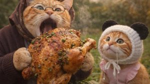 Рыжий Котенок не смог устоять перед уникальным цыпленком-гриль, приготовленным Бабушкой Кэт 🍗🔥