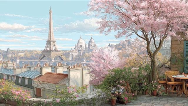 Инструментал♪ Время чая в цветущем Париже, медленный винтажный джаз на аккордеоне (Концентрация)