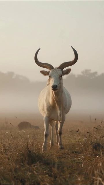 Величественное животное в тумане #природа #скотоводство #фотография