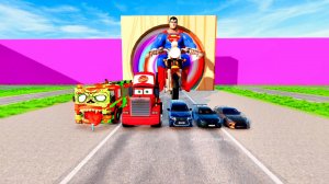 Большой и маленький  Супермен на мотоцикле