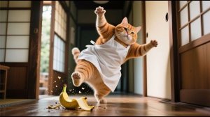 Мама-кошка поскользнулась на банановой ловушке Джинджер! 😱🍌 / Забавный эпизод с кошачьей семьей